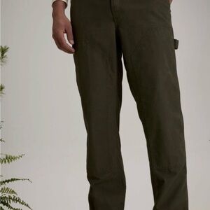 Alpine Design Mens Utility Pant Green Pre-washed 100% Cotton Relaxed 38 X 30